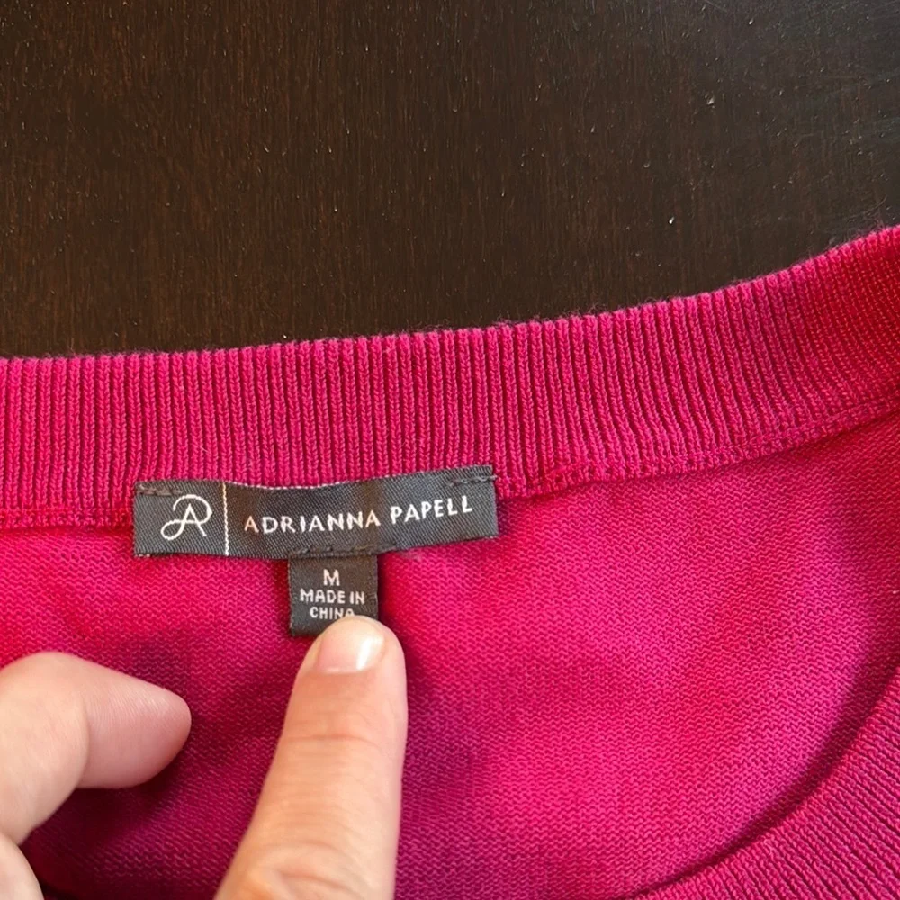 Adrianna Papell Red Pleated Sleeve Top - Picture 2 of 3